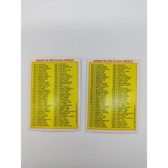 Blake Flake 91a and Hippie Skippy 91b Card Set 1986 Garbage Pail Kids Checklist - Picture 6 of 7